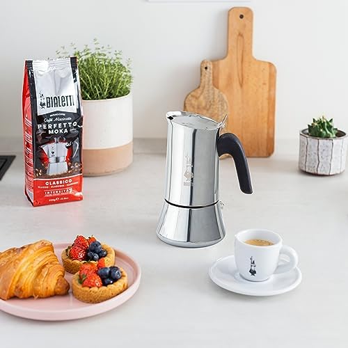 Bialetti Venus Induction Stovetop Espresso Maker – Stainless Steel Espresso Coffee Maker for All Cooktops, Including Induction, 10 Espresso Cups (15.5 oz), Silver
