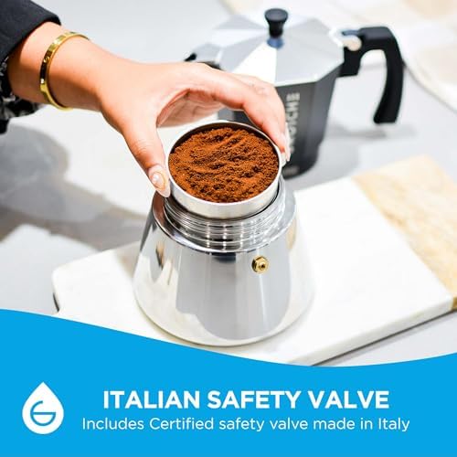 GROSCHE Milano Induction Stovetop Espresso Maker Moka Pot 3 Cup (Black)