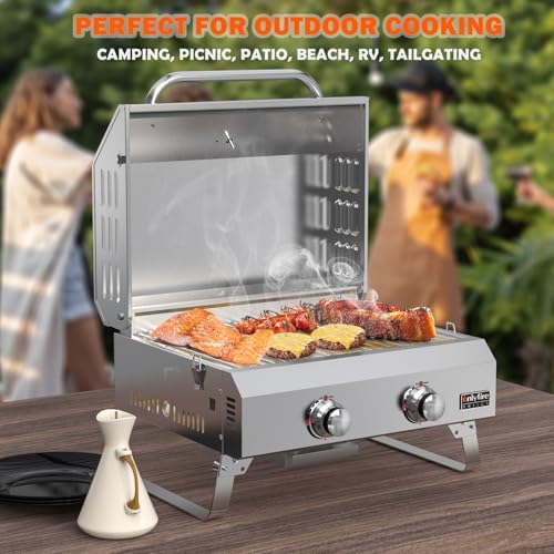 ONLYFIRE GRILLS Tabletop Gas Grill 2 Burners, Portable BBQ Grill, GS322