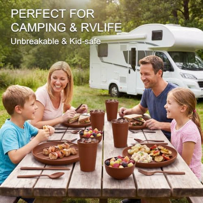 28 Piece Dinnerware Set for 4, Unbreakable Plates and Bowls Sets
