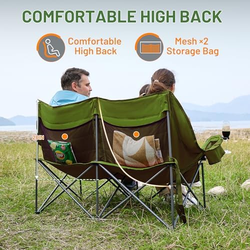 Timber Ridge Double Camping Chair Heavy Duty Outdoor Folding Camp Couch