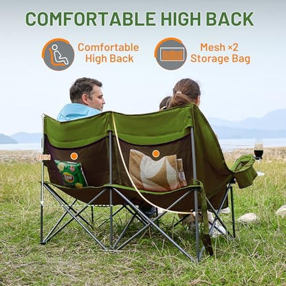 Timber Ridge Double Camping Chair Heavy Duty Outdoor Folding Camp Couch