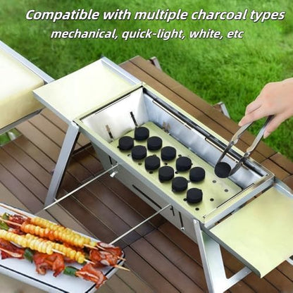 small portable charcoal grill: mini foldable tabletop grills for camping Picnic beach - stainless steel bbq grill for outdoor(Type-3)