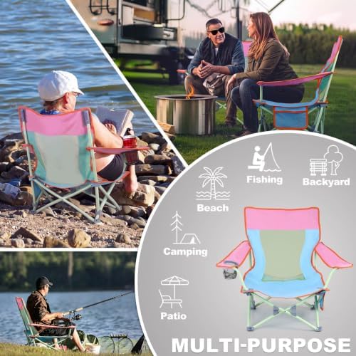 Joyfair Beach Camping Chair (2 Pack), Folding Chair for Adults (Dopamine)