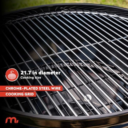 Megamaster 22" Deluxe Charcoal Grill, Portable with Adjustable Air Vent