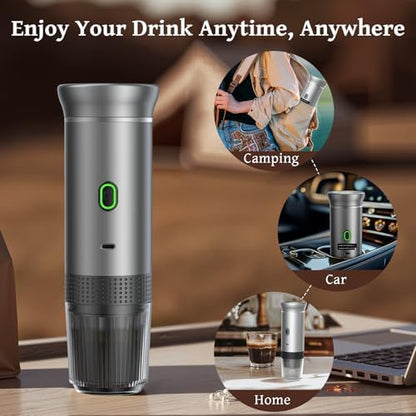 Portable Coffee Maker, 20-Bar 3-in-1 Travel Coffee Machine with 7500mAh Battery, Compatible with Ground Coffee & Capsules for Camping, RV, Hiking, Car & Office