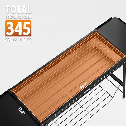 KEYO GRILL Foldable Charcoal Grill, Portable Camping Charcoal Grill with Carry Bag & Side Tables, Compact Folding BBQ Grill for Camping, Tailgating, Beach, Picnic