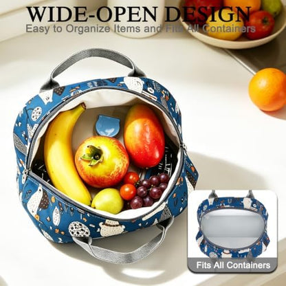 FlowFly Insulated Lunch Cooler Bag - Tote Bag Organizer for Women/Men, Owl