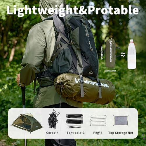 Camping Tent 1 to 2 Person, Backpacking Tent Waterproof & Windproof, Ultralight Instant Tent for Camping, Hiking, Outdoor,Lightweight for Adults Kids Scouts Easy Setup
