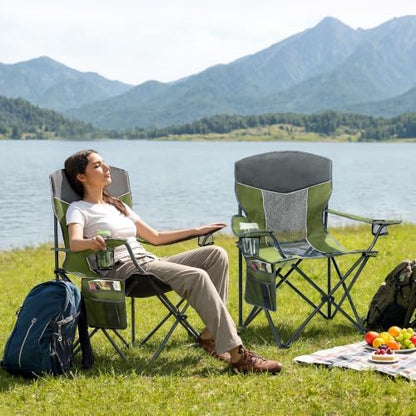 Oversized XL Camping Chair 2-Pack with Mesh Back, Green