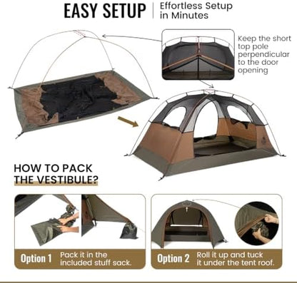OneTigris Bastion 2P/4P Camping Tent, 3000mm Waterproof