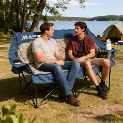 Oversized Double Camping Chair Padded Camping Chairs for Adults,Blue