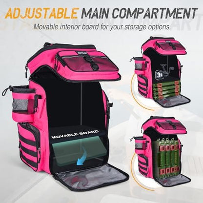 Goture Fishing Backpack with 4 Tackle Boxes,55L Tackle Backpack with Cooler