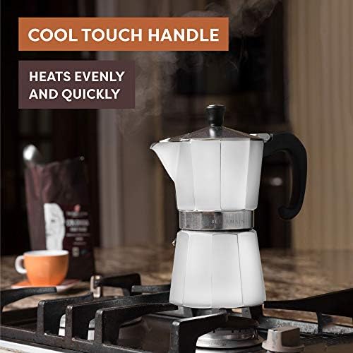 Bellemain Stovetop Espresso Maker, Italian Moka Pot, 9-Cup White