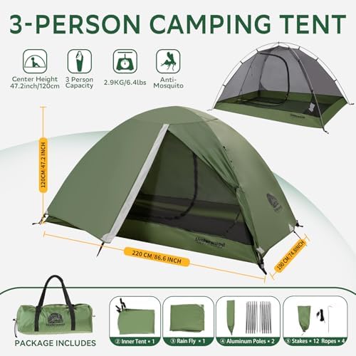 1/2/3/4 Person Lightweight Backpacking Tent, Waterproof Camping Hiking Tent