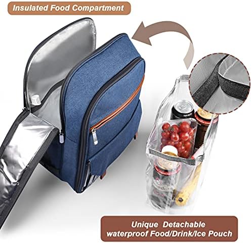Sunflora Picnic Backpack for 2 Person, Picnic Basket Set (Blue & Stripe)