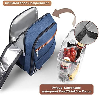 Sunflora Picnic Backpack for 2 Person, Picnic Basket Set (Blue & Stripe)