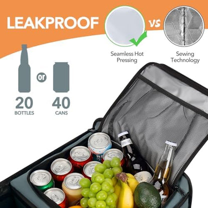 HEYTRIP Large Trunk Organizer with Built-in Leakproof Cooler Bag, Gray