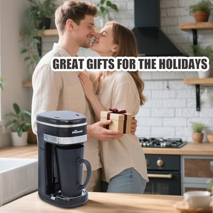 Single Serve Coffee Maker, 15oz Portable One Cup Coffee Brewer