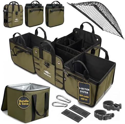 5-Section Extra Large Heavy Duty Trunk Organizer, Military Green