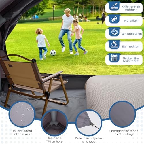 Inflatable Camping Tent with Electric Air Pump - 420D Heavy Duty Oxford - 5 Min Auto-Inflation - Panoramic Stargazing Skylight - 4 Season Luxury Glamping Cabin, 4-10 Person Multiple Sizes