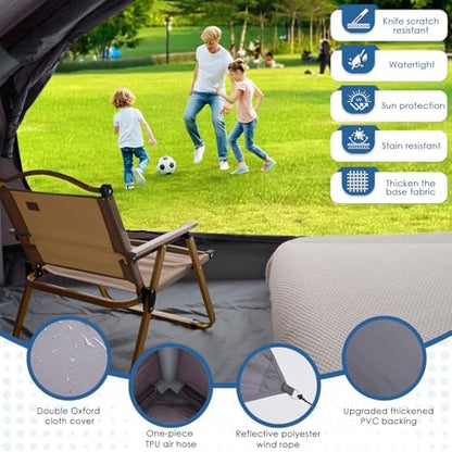 Inflatable Camping Tent with Electric Air Pump - 420D Heavy Duty Oxford - 5 Min Auto-Inflation - Panoramic Stargazing Skylight - 4 Season Luxury Glamping Cabin, 4-10 Person Multiple Sizes