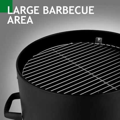 VINGLI 4-Tier 3-in-1 Vertical Charcoal Grill, 18.8 Charcoal Smoker with Built-in Thermometer, Air Vent and Access Doors, Perfect for Outdoor Cookings, Camping, Picnics, BBQs, and Tailgating Parties