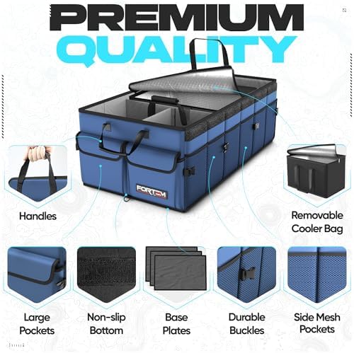 FORTEM Trunk Organizer - Foldable Car Organizer with Cooler for SUV, Trucks