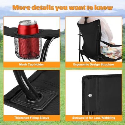 HaSteeL Camping Chairs, 4Pcs Oversized Folding Lawn Chairs for Adults