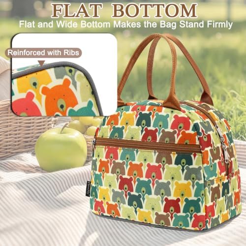 FlowFly Insulated Lunch Cooler Bag - Tote Bag Organizer for Women/Men, Bear