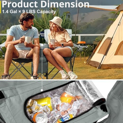 Outvita Folding Double Camping Chair w/Umbrella, Cooler for Beach Patio L