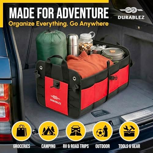 Car Trunk Organizer, Collapsible & Foldable, Red