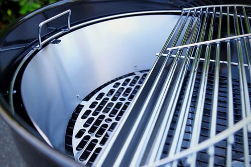 "Slow 'N Sear SnS Grills Black Edition 22"" Charcoal Kettle Grill, Porcelain Enamel, with Deluxe Insert and EasySpin Grate"