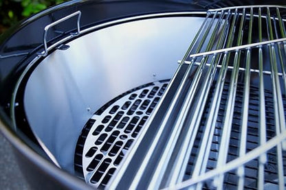 "Slow 'N Sear SnS Grills Black Edition 22"" Charcoal Kettle Grill, Porcelain Enamel, with Deluxe Insert and EasySpin Grate"