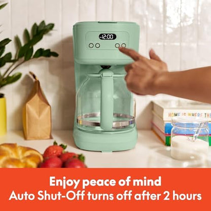 bella 12-Cup Programmable Coffee Maker with No-Drip Glass Carafe, Seaglass