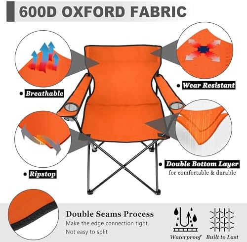 Joyfair Camping Chairs for Lawn & Beach, Large for Adults, Orange