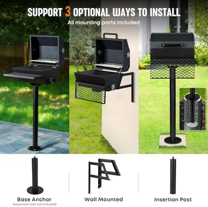 Stanbroil Park Style Charcoal Grill with Lid & Warming Rack, 16-Inch