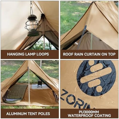 2 Person Hot Tents for Camping with Stove Jack, 4 Season Cabin Winter Tent