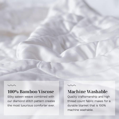 LUXOME Lightweight Blanket | 100% Rayon (Viscose) from Bamboo Fabric & Fill | King/Cal King - 98"x92" | Thermal-Regulating | White