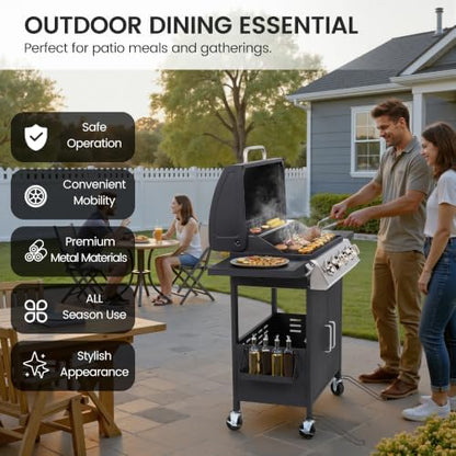 HUGROVE 40,000 BTU Propane Gas Grill, 4 Burner Outdoor BBQ Grill