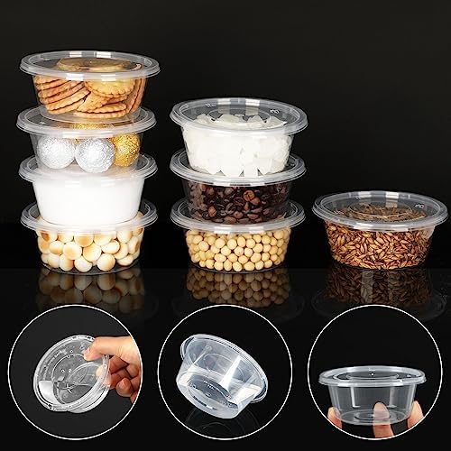 Augshy 40 Pack 6oz Slime Containers with Lids, Jello Shot Cups Condiment Containers Plastic Portion Cups with Lids for Salad Dressing Food Storage Containers
