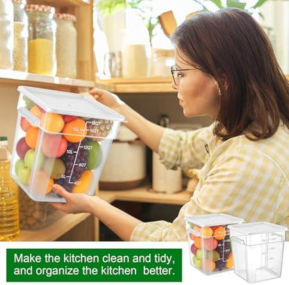 FoldTier 2 Pcs Square Food Storage Containers, White, 18 Qt
