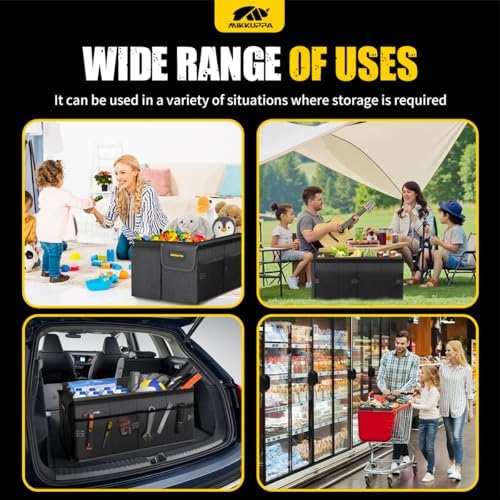 MIKKUPPA Trunk Organizer with Lid - 75L Collapsible Car Organizer, Black