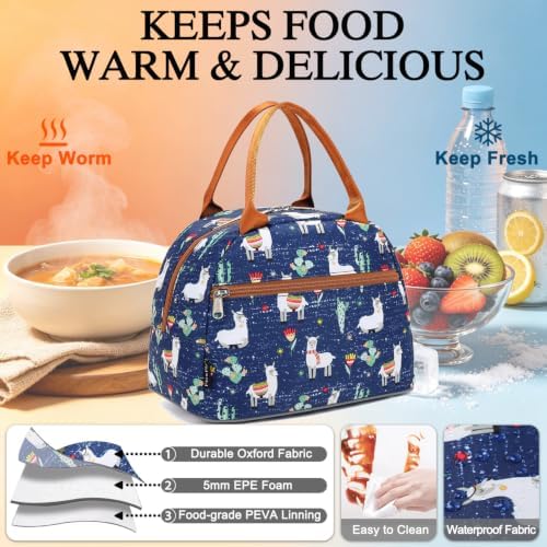 FlowFly Insulated Lunch Cooler Bag - Tote Bag Organizer for Women/Men, Alpaca