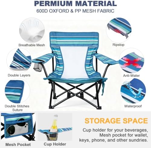 Joyfair Beach Camping Chair (2 Pack), Folding Chair for Adults (Striped)