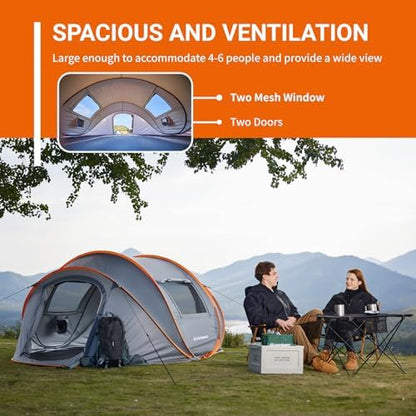 EchoSmile Instant Pop Up Camping Tent, 2/4/6 Person Easy Setup Tent
