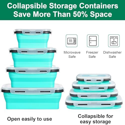 Sudaya 12 Pack Collapsible Food Storage Containers With Lids, Collapsible Storage Containers Sets Silicone Collapsible Bowls For Camping, RV Accessories, Travel Trailer Must
