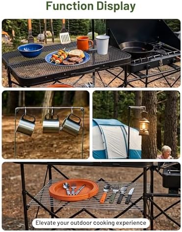 TIMBER RIDGE 56" Portable Camp Kitchen Station Folding Outdoor Grill Table