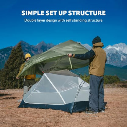 Naturehike Mongar Upgraded 1/2/3 Person Backpacking Tent,Waterproof Lightweight Camping Tent with Footprint