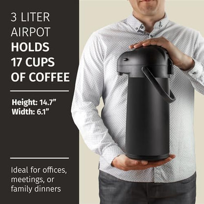 Airpot Coffee Carafe Dispenser with Pump Black 12 Hours Hot Water Retention